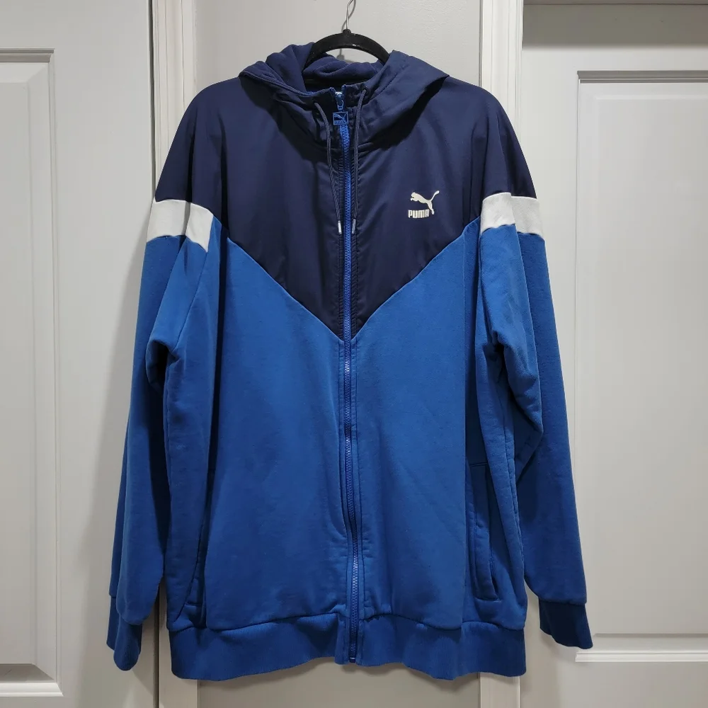 Puma Men's Iconic MCS Full Zip Hoodie Galaxy Blue